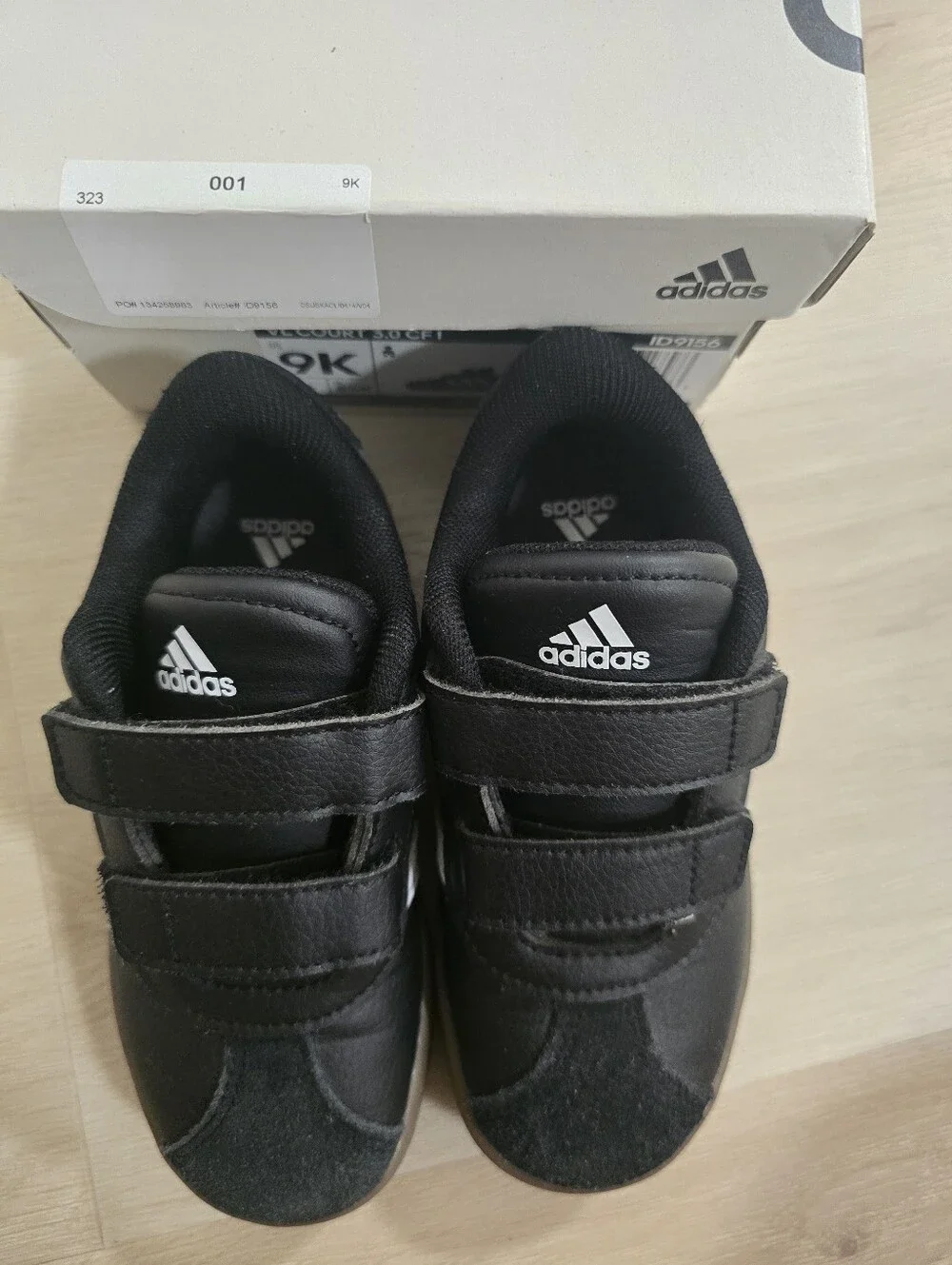 adidas Kids Black and White Velcro Sneakers